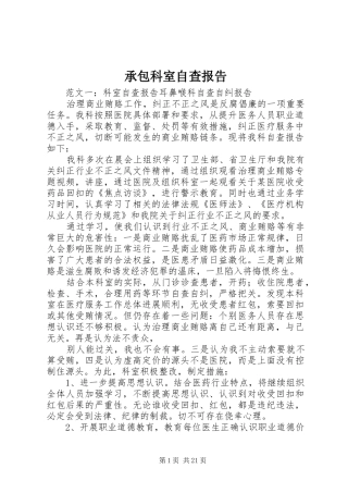 2024年承包科室自查报告