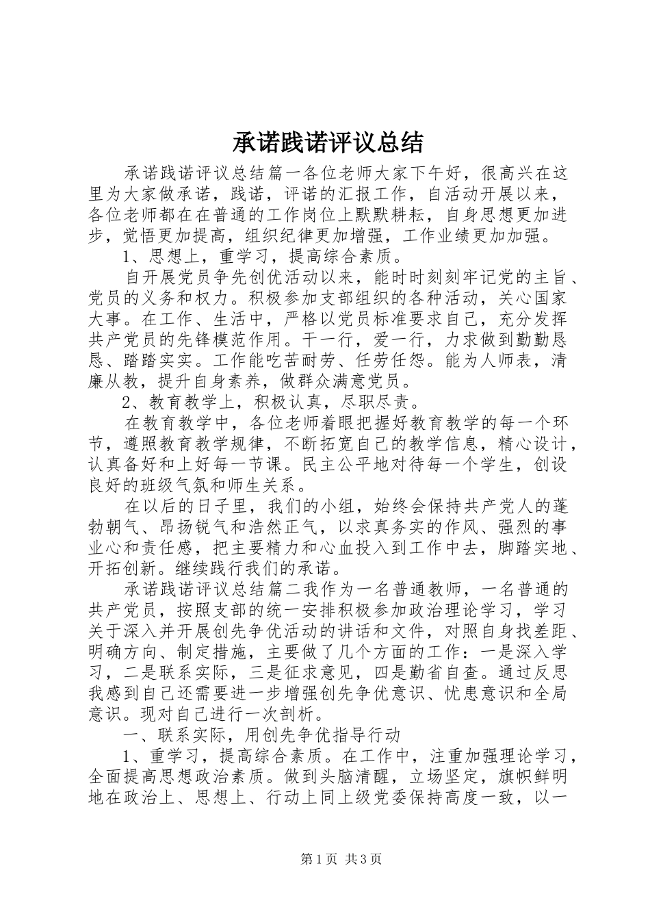 2024年承诺践诺评议总结_第1页