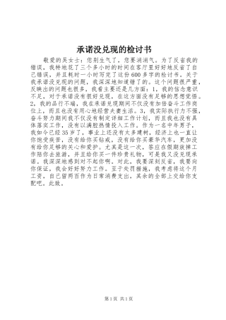 2024年承诺没兑现的检讨书