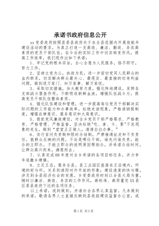 2024年承诺书政府信息公开