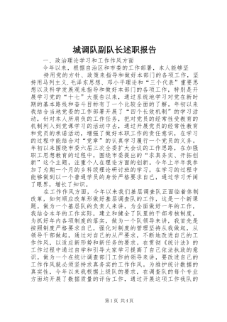 2024年城调队副队长述职报告