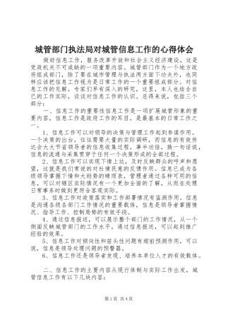 2024年城管部门执法局对城管信息工作的心得体会