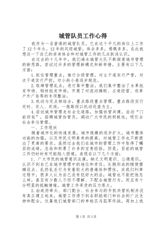 2024年城管队员工作心得