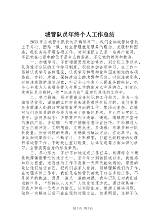 2024年城管队员年终个人工作总结
