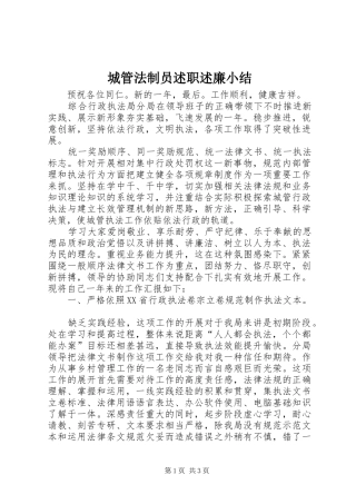 2024年城管法制员述职述廉小结