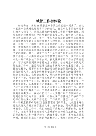 2024年城管工作初体验