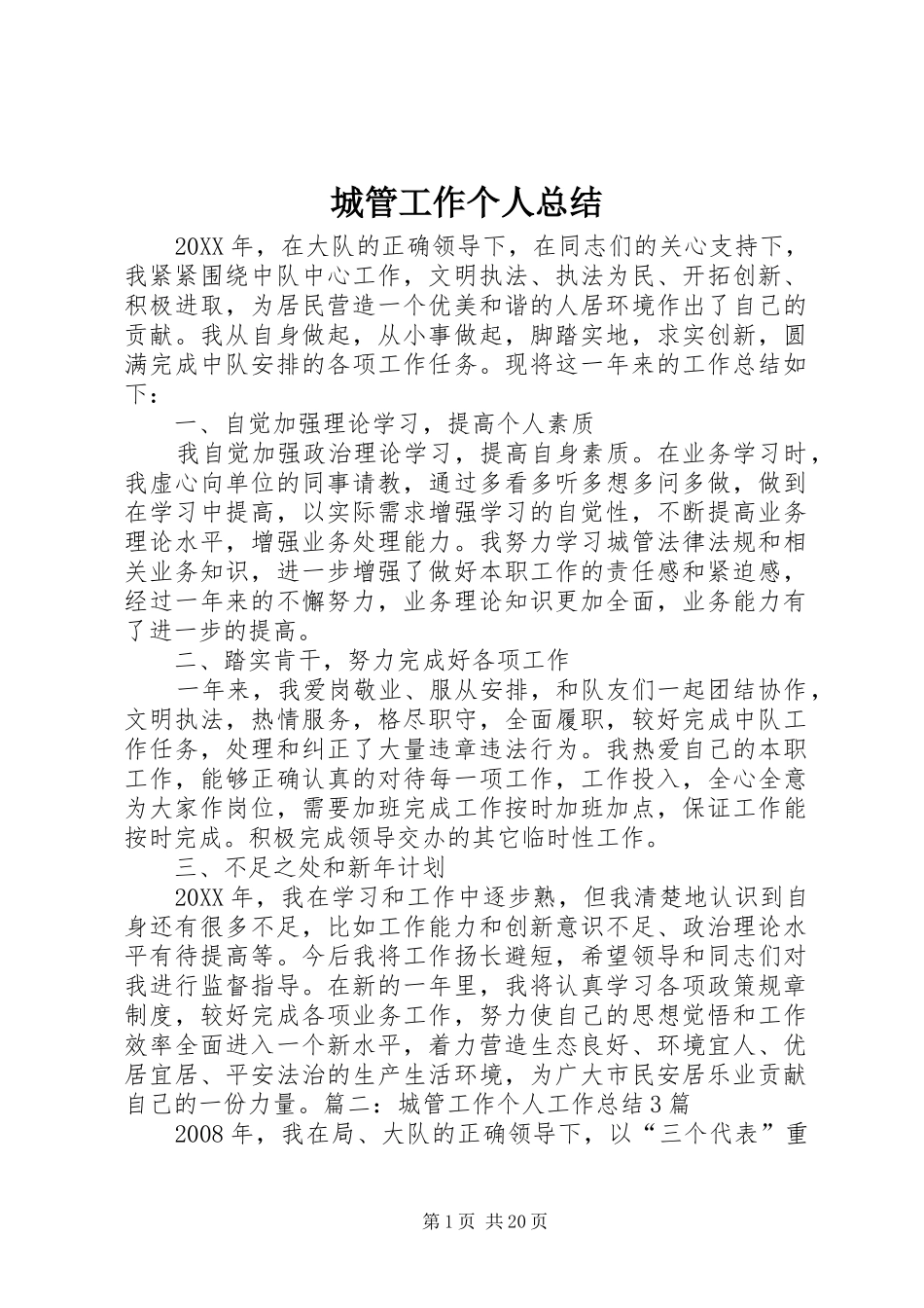 2024年城管工作个人总结_第1页