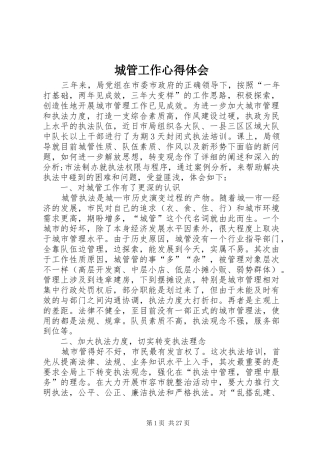 2024年城管工作心得体会