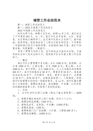 2024年城管工作总结范本