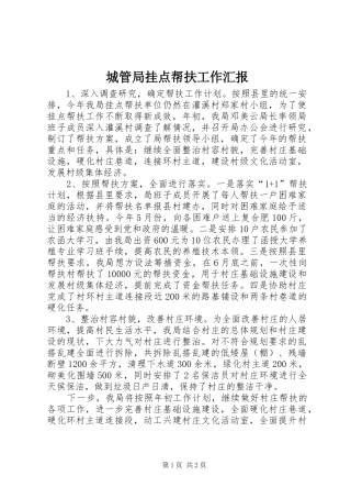 2024年城管局挂点帮扶工作汇报