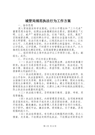 2024年城管局规范执法行为工作方案