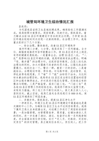 2024年城管局环境卫生综治情况汇报