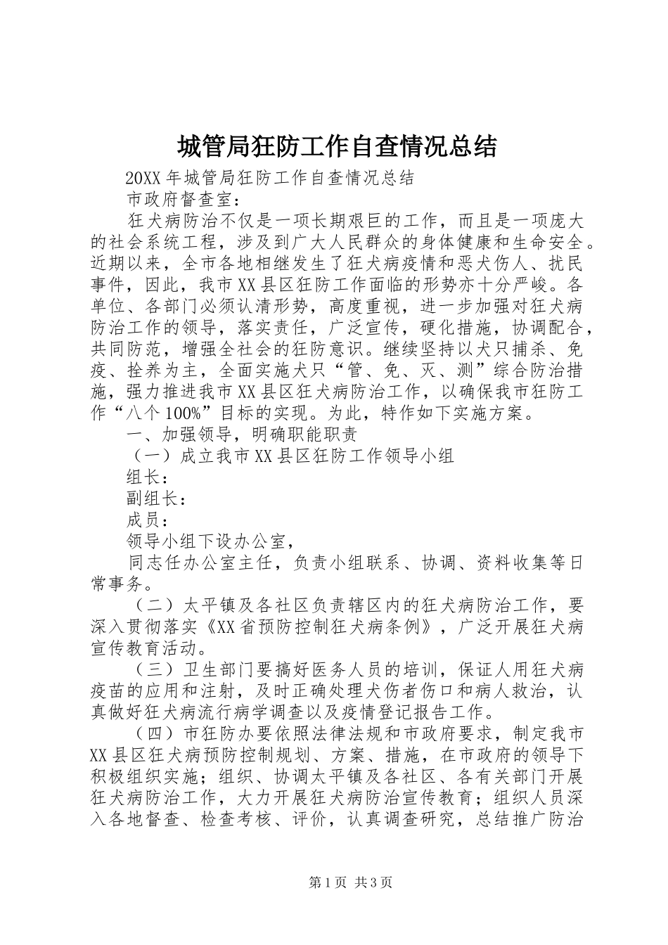 2024年城管局狂防工作自查情况总结_第1页