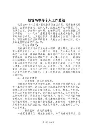 2024年城管局领导个人工作总结