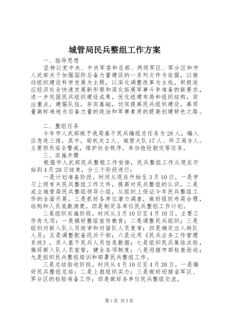 2024年城管局民兵整组工作方案