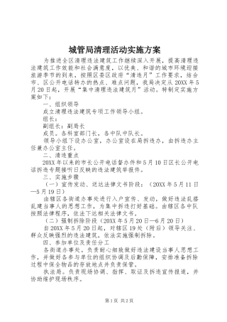 2024年城管局清理活动实施方案
