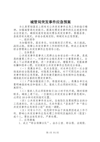 2024年城管局突发事件应急预案