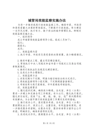 2024年城管局效能监察实施办法