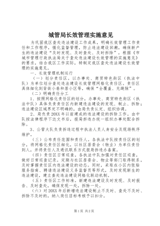 2024年城管局长效管理实施意见
