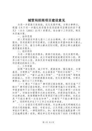 2024年城管局招商项目建设意见