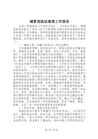 2024年城管局执法案卷工作报告