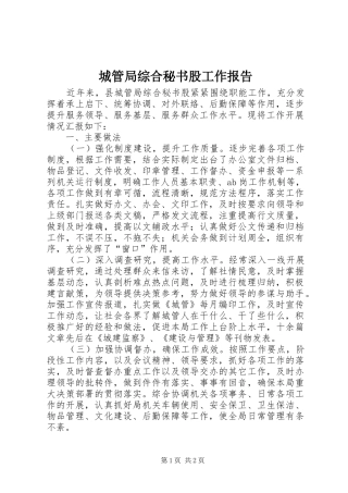 2024年城管局综合秘书股工作报告