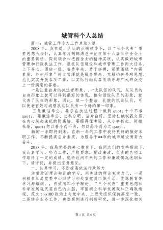 2024年城管科个人总结