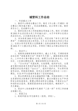 2024年城管科工作总结