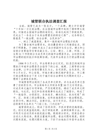 2024年城管联合执法调查汇报