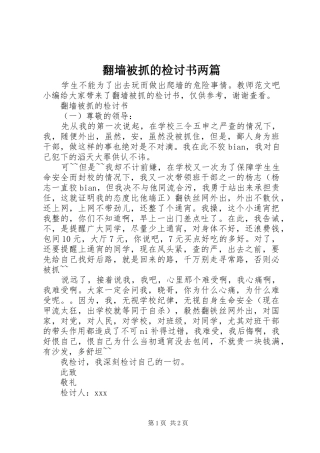2024年翻墙被抓的检讨书两篇