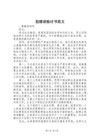 2024年犯错误检讨书范文