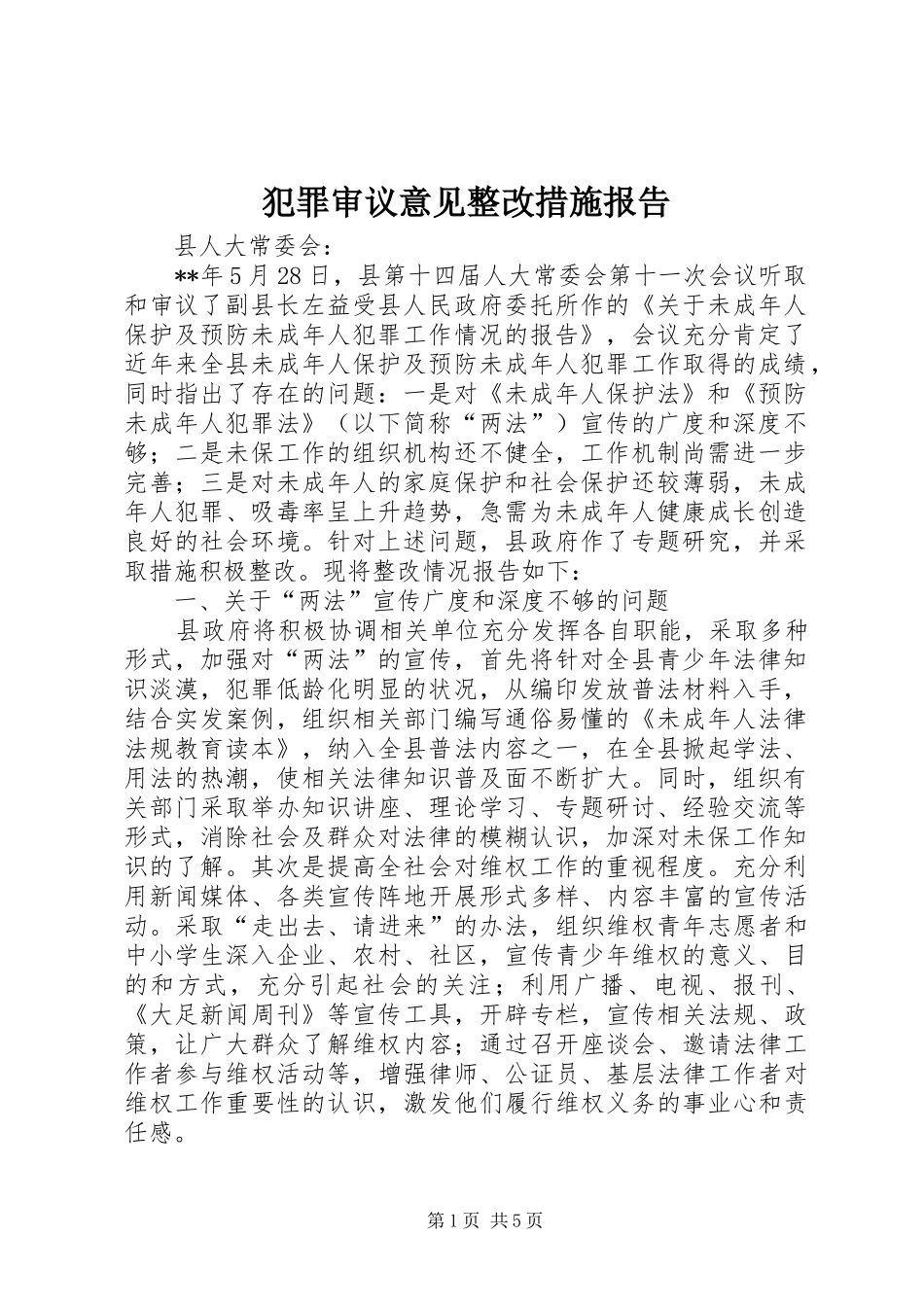 2024年犯罪审议意见整改措施报告_第1页