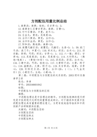 2024年方剂配伍用量比例总结