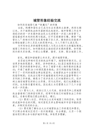 2024年城管形象经验交流