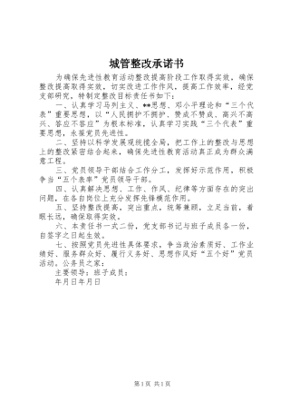 2024年城管整改承诺书