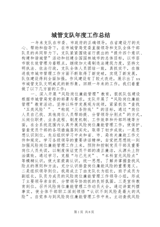 2024年城管支队年度工作总结