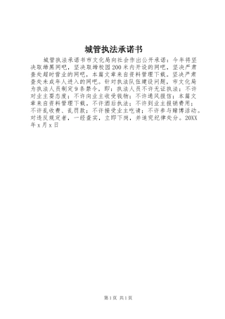 2024年城管执法承诺书