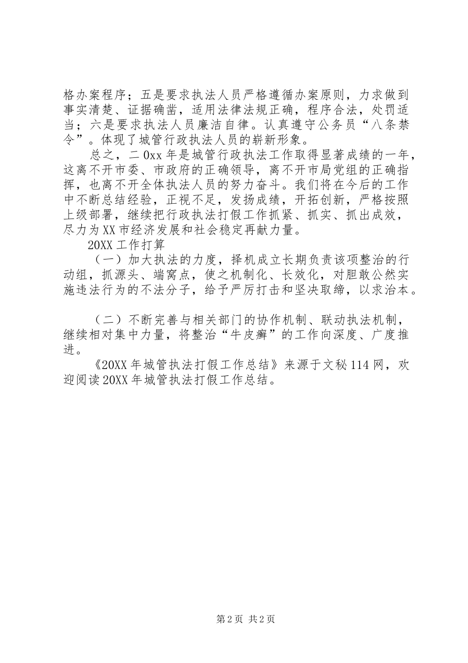 2024年城管执法打假工作总结_第2页