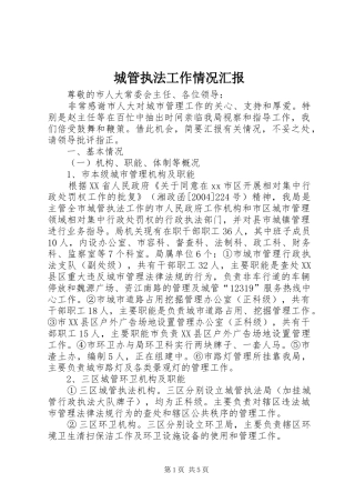 2024年城管执法工作情况汇报