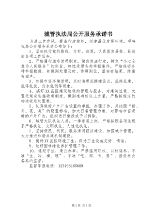 2024年城管执法局公开服务承诺书