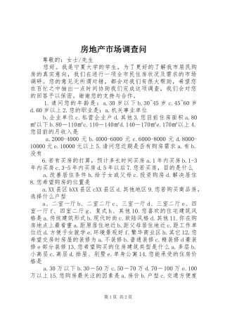 2024年房地产市场调查问