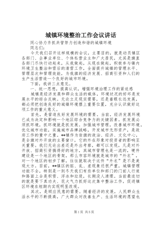 2024年城镇环境整治工作会议致辞