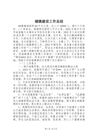 2024年城镇建设工作总结