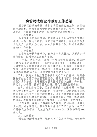 2024年房管局法制宣传教育工作总结