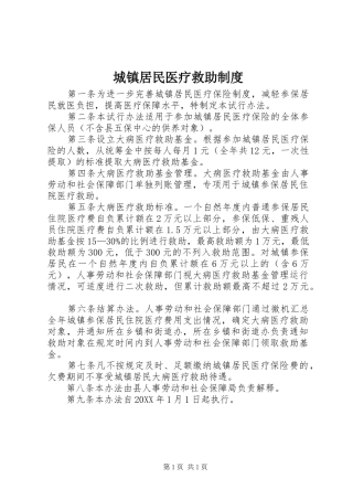 2024年城镇居民医疗救助制度