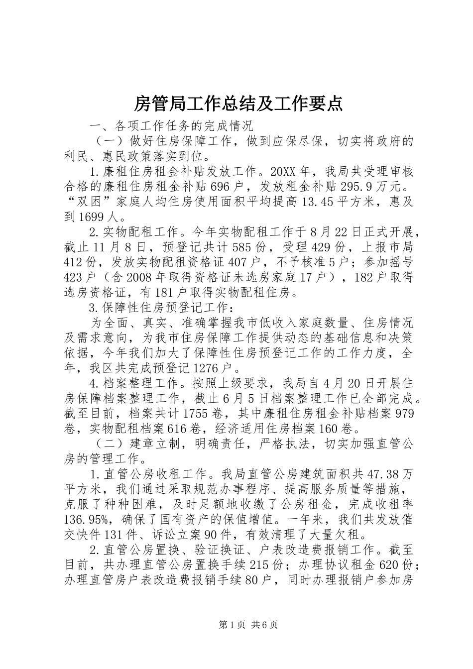 2024年房管局工作总结及工作要点_第1页