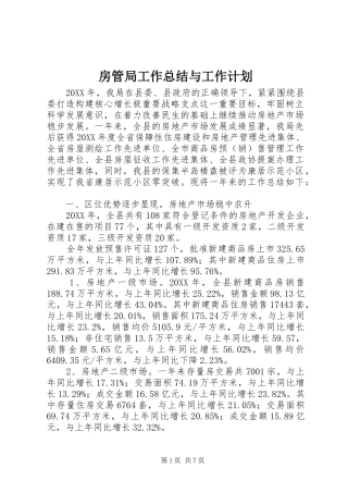 2024年房管局工作总结与工作计划