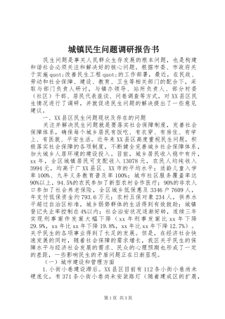2024年城镇民生问题调研报告书
