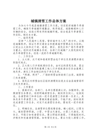 2024年城镇清雪工作总体方案