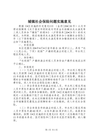 2024年城镇社会保险问题实施意见